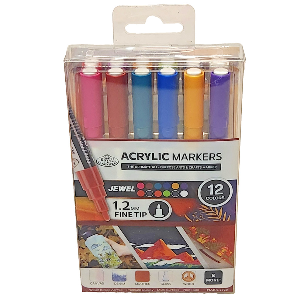 Royal & Langnickel 1.2mm Fine Tip Acrylic Paint Markers Jewel Set 12pc